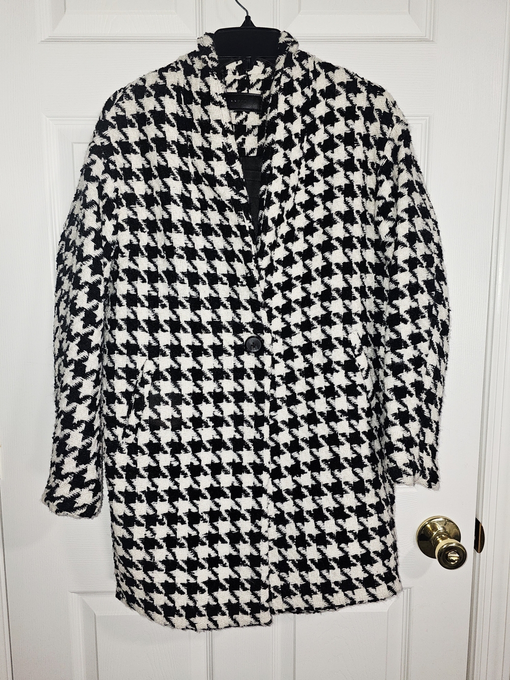 ​BlankNYC Houndstooth Wool Blend Single Button Coat - XS